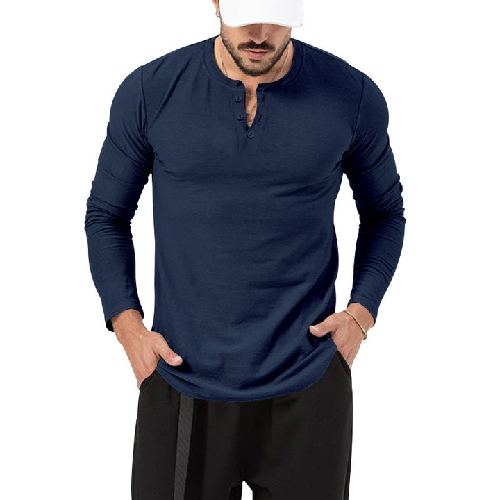 Men's Long Sleeve Henley Shirt with Stylish Button Closure Lisslune