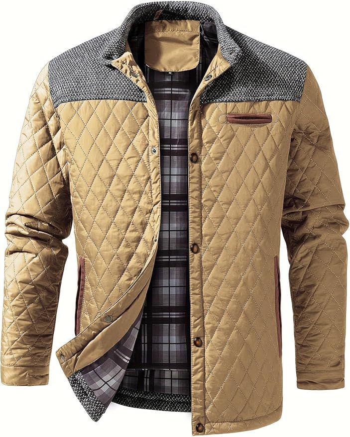 Men's Quilted Transitional Jacket with Fashionable Collar Lisslune