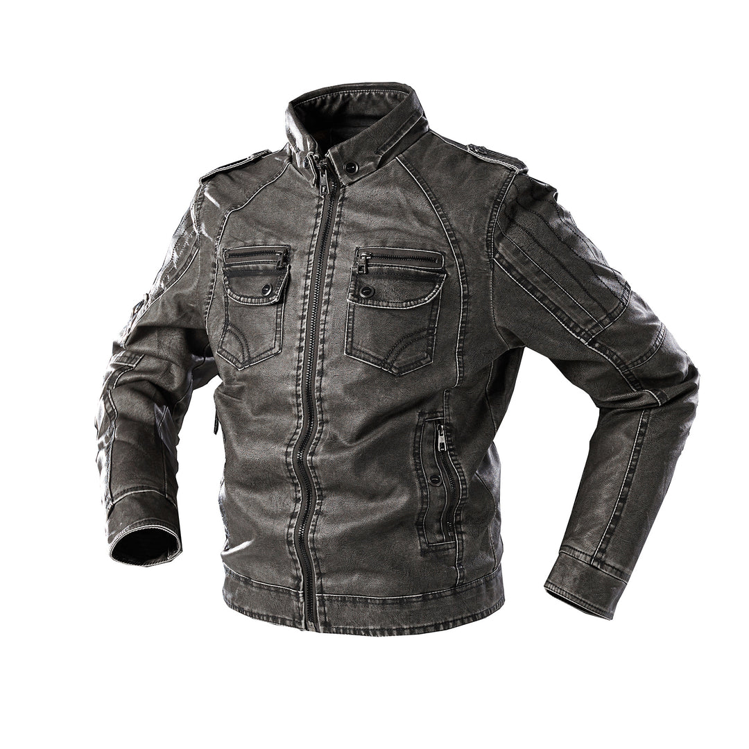 Men's Casual Leather Jacket with Numerous Pockets Lisslune