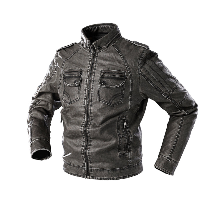 Men's Casual Leather Jacket with Numerous Pockets Lisslune