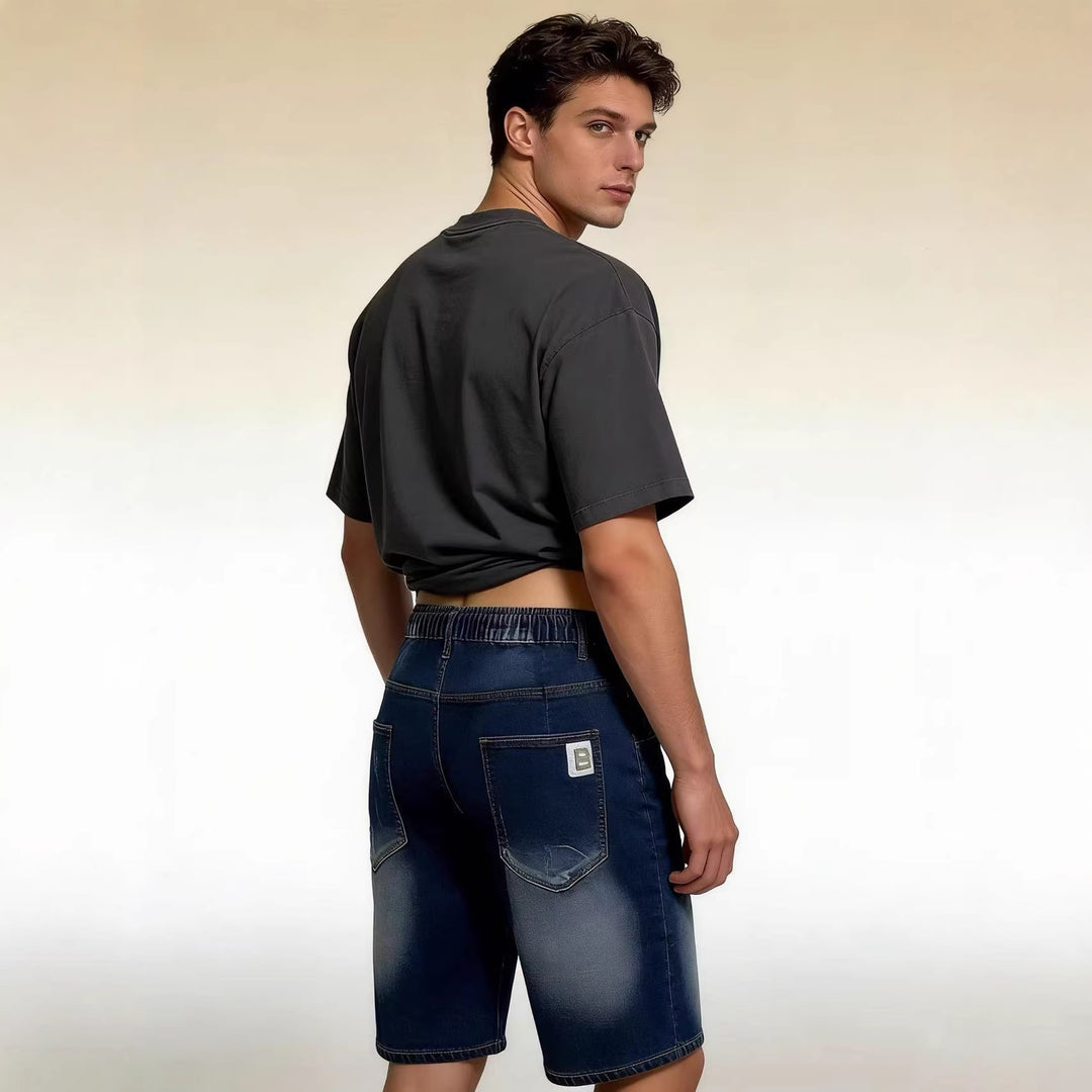 Herren bequeme Denim-Shorts mit elastischem Bund und lässigem Design Lisslune
