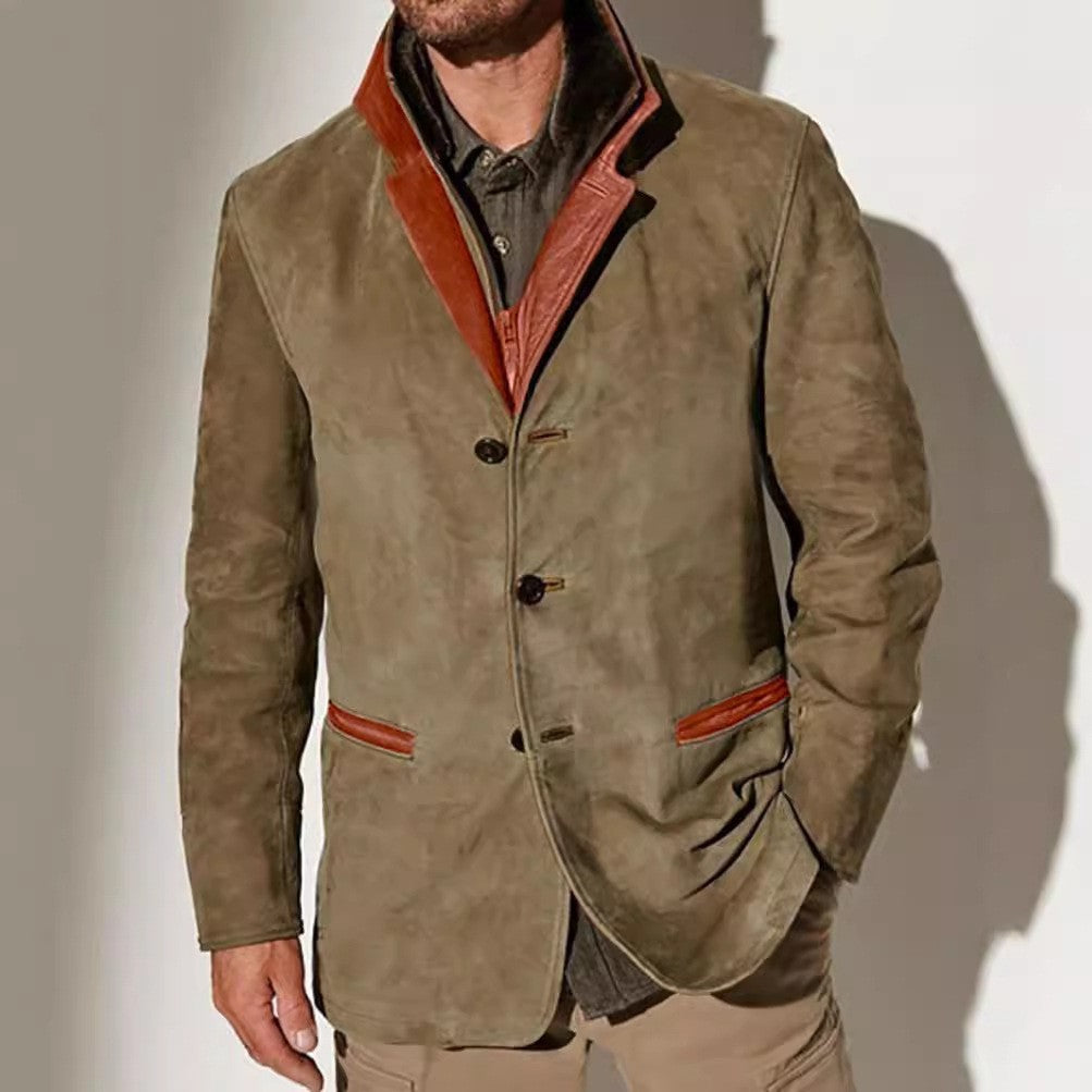 Men's elegant suede jacket with contrast details Lisslune
