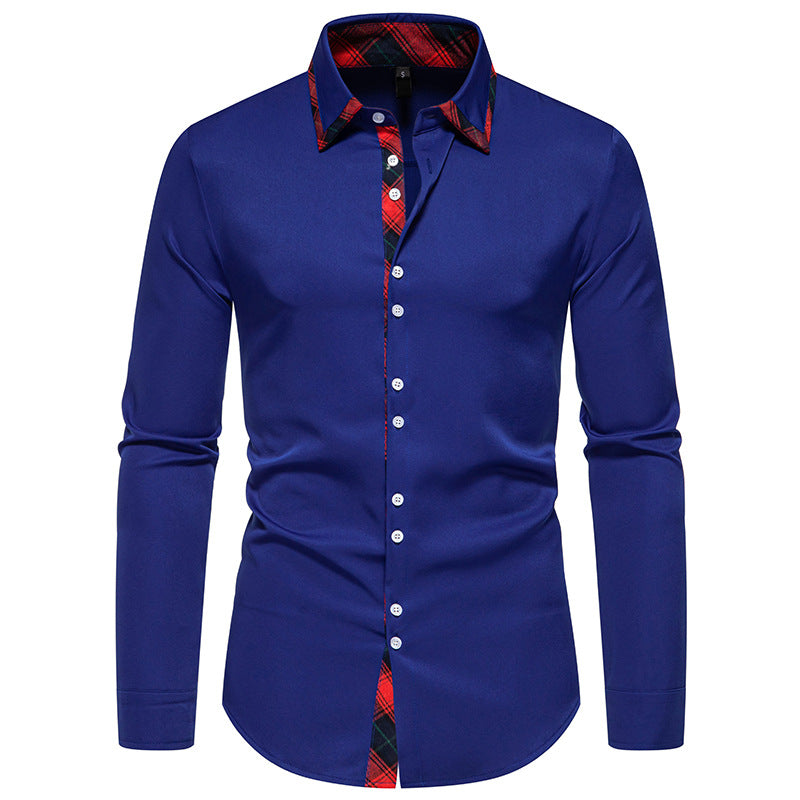 Men's long sleeve shirt with modern check pattern and elegant button placket Lisslune
