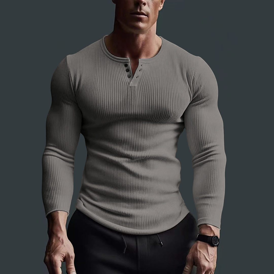 Men's Long Sleeve Button Shirt in Modern Rib Design Lisslune