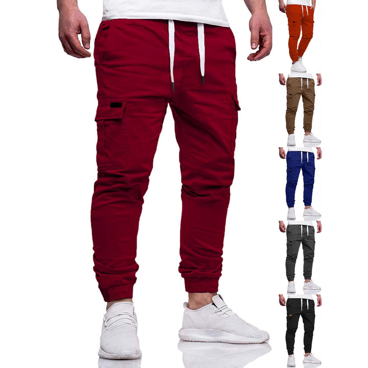Men's Cargo Jogging Pants with Elastic Waistband and Multiple Pockets Lisslune