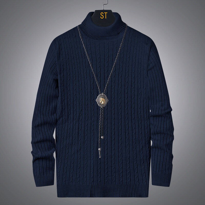 Men's turtleneck sweater with textured cable pattern Lisslune