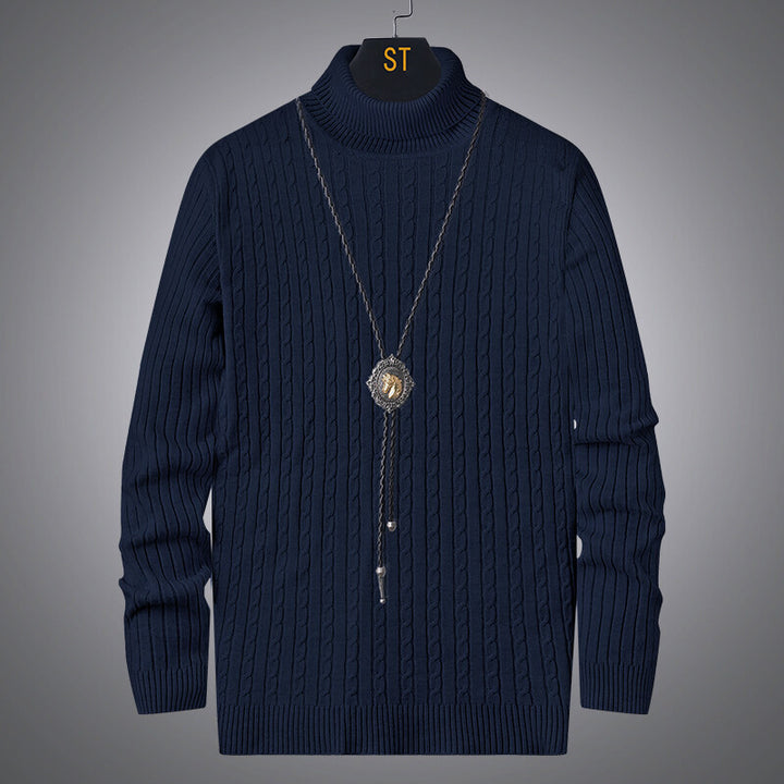 Men's turtleneck sweater with textured cable pattern Lisslune