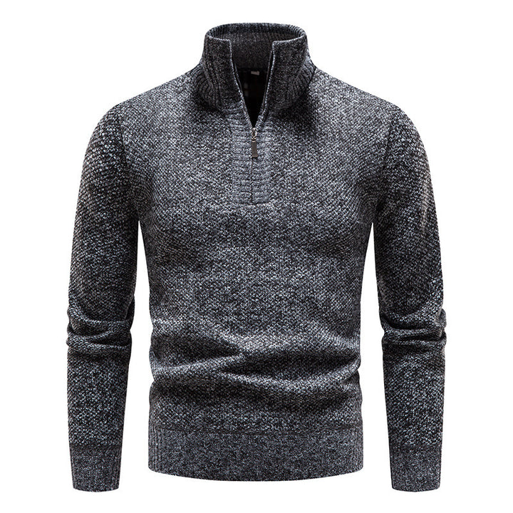 Men's sporty knit sweater with half zipper and textured design Lisslune