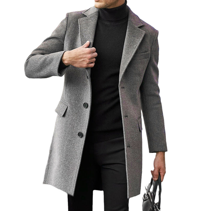 Men's elegant wool coat with classic lapels and concealed buttons Lisslune