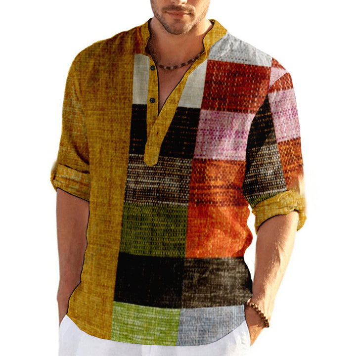 Men's Casual Short Sleeve Shirt in Modern Check Pattern Lisslune