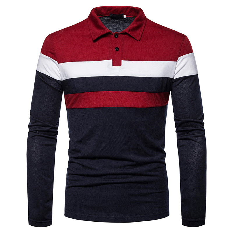 Men's long-sleeve polo shirt with sporty color block design Lisslune