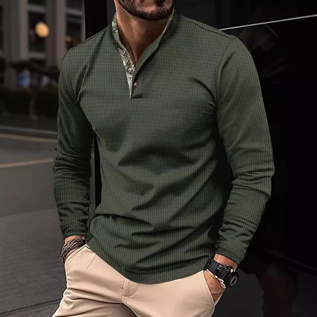 Men's Long Sleeve Shirt with Exclusive Collar Design Lisslune