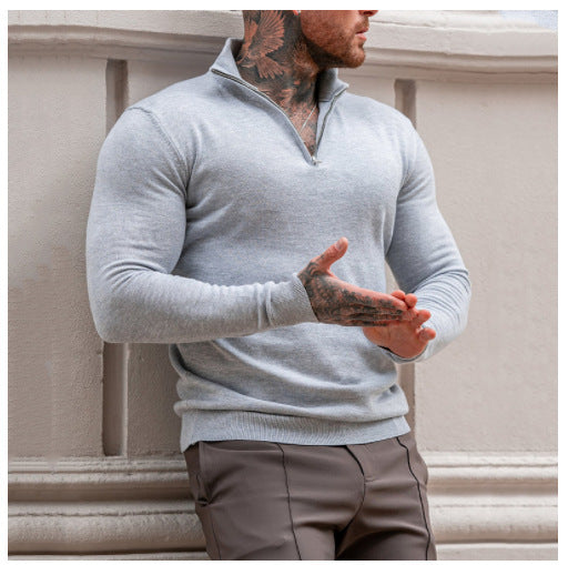 Men's sweater with short zipper and stand-up collar Lisslune