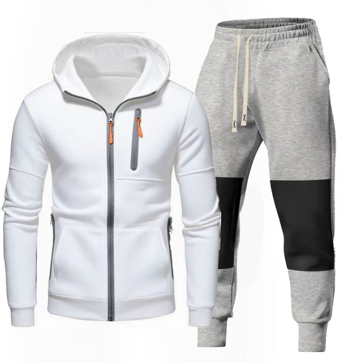 Men's Sports Hoodie and Jogging Pants Set with Functional Zipper Pockets Lisslune