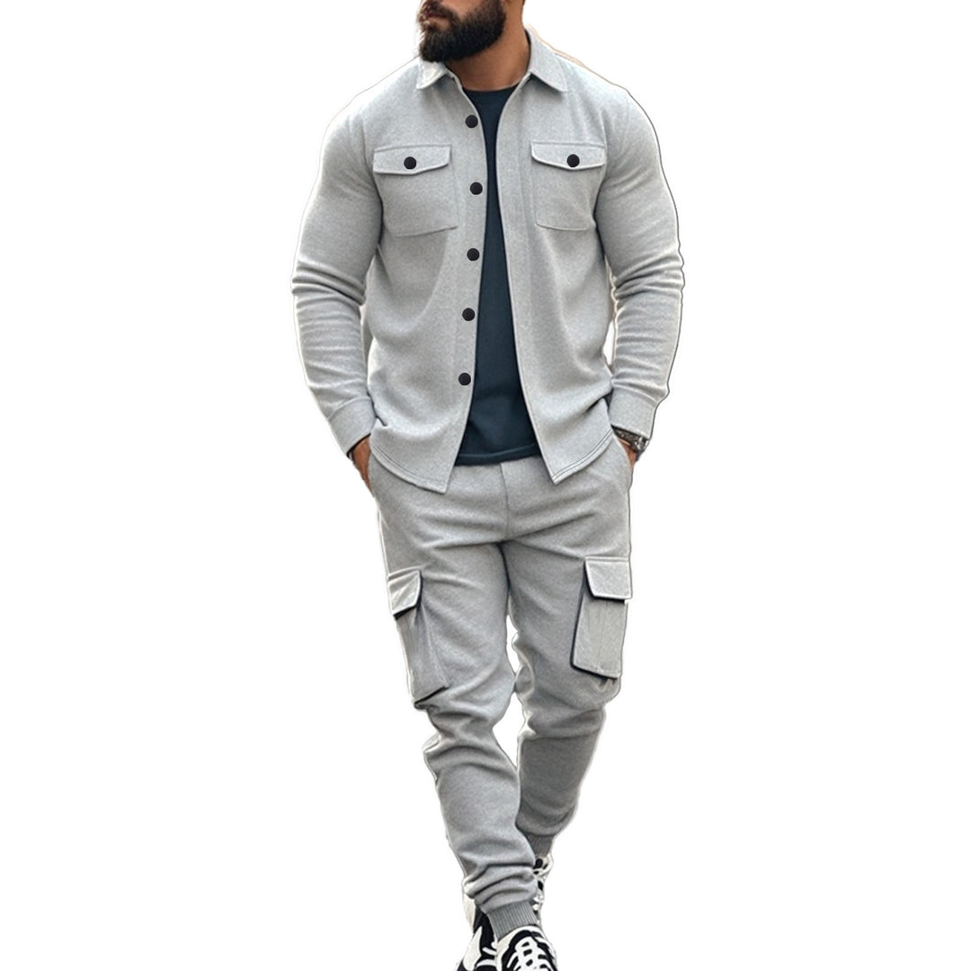Men's cargo set with casual shirt and elastic pants Lisslune