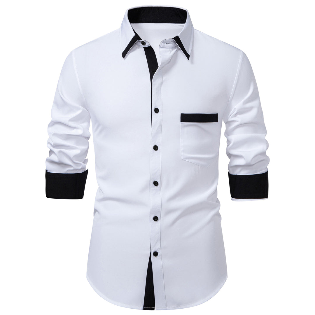 Men's long sleeve shirt with elegant contrasting collar decoration Lisslune