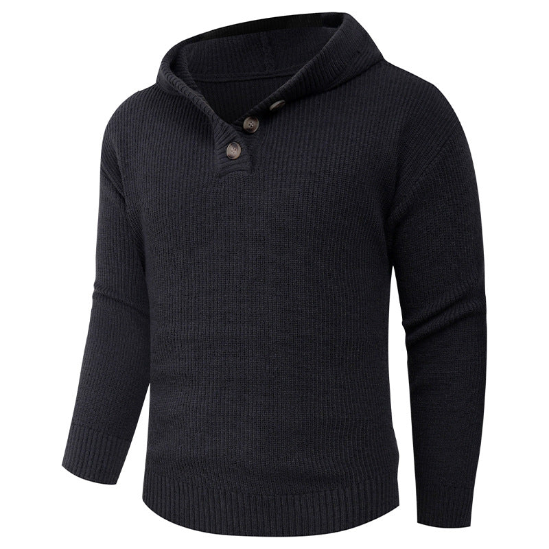 Men's pullover with shawl collar and wooden buttons Lisslune