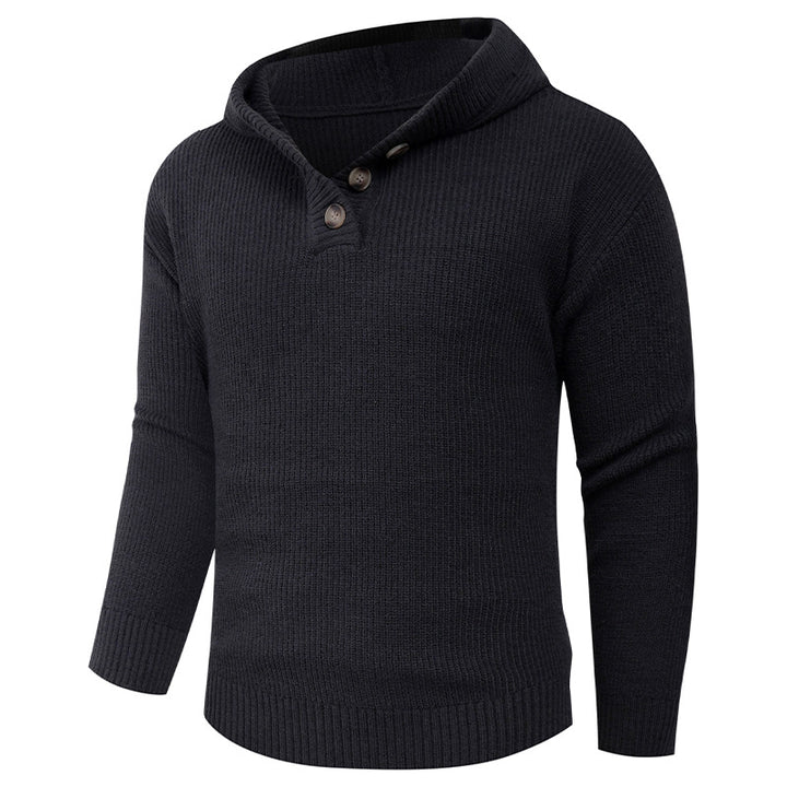 Men's pullover with shawl collar and wooden buttons Lisslune