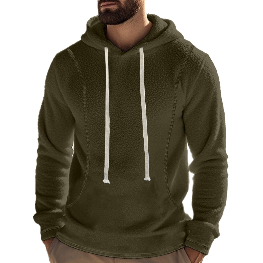 Men's Comfortable Fleece Hoodie with High Neck and Practical Kangaroo Pocket Lisslune