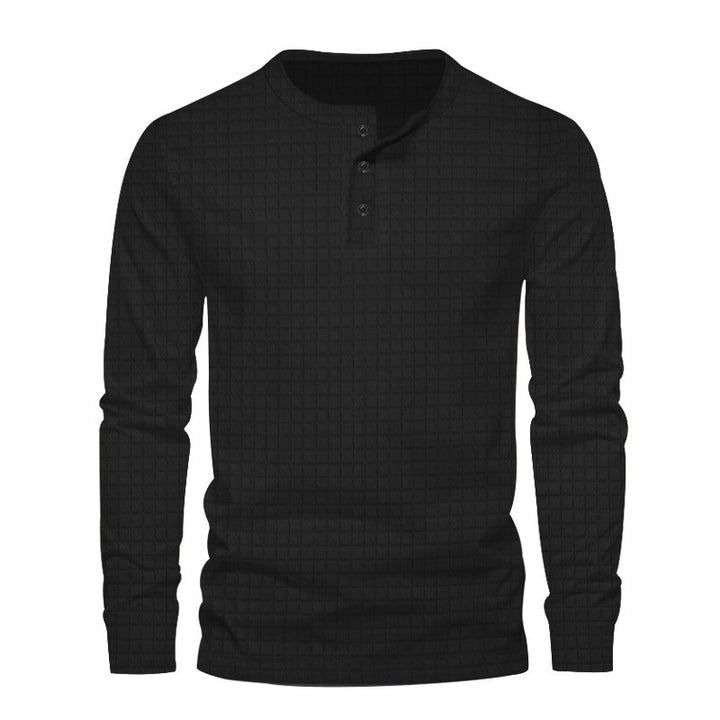 Men's long sleeve shirt with textured fabric and button placket Lisslune