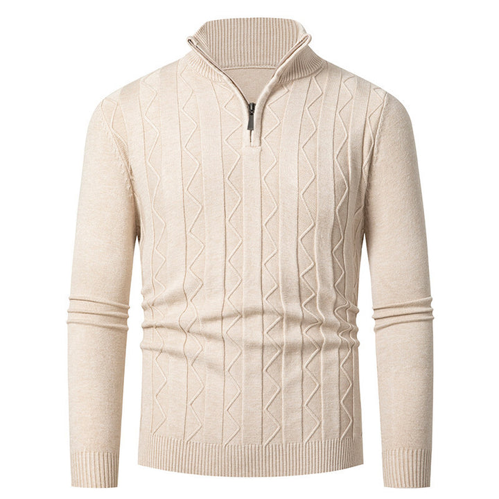 Men's knit sweater with stylish zipper and cable pattern Lisslune