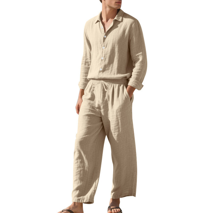 Men's casual two-piece set made of breathable linen Lisslune
