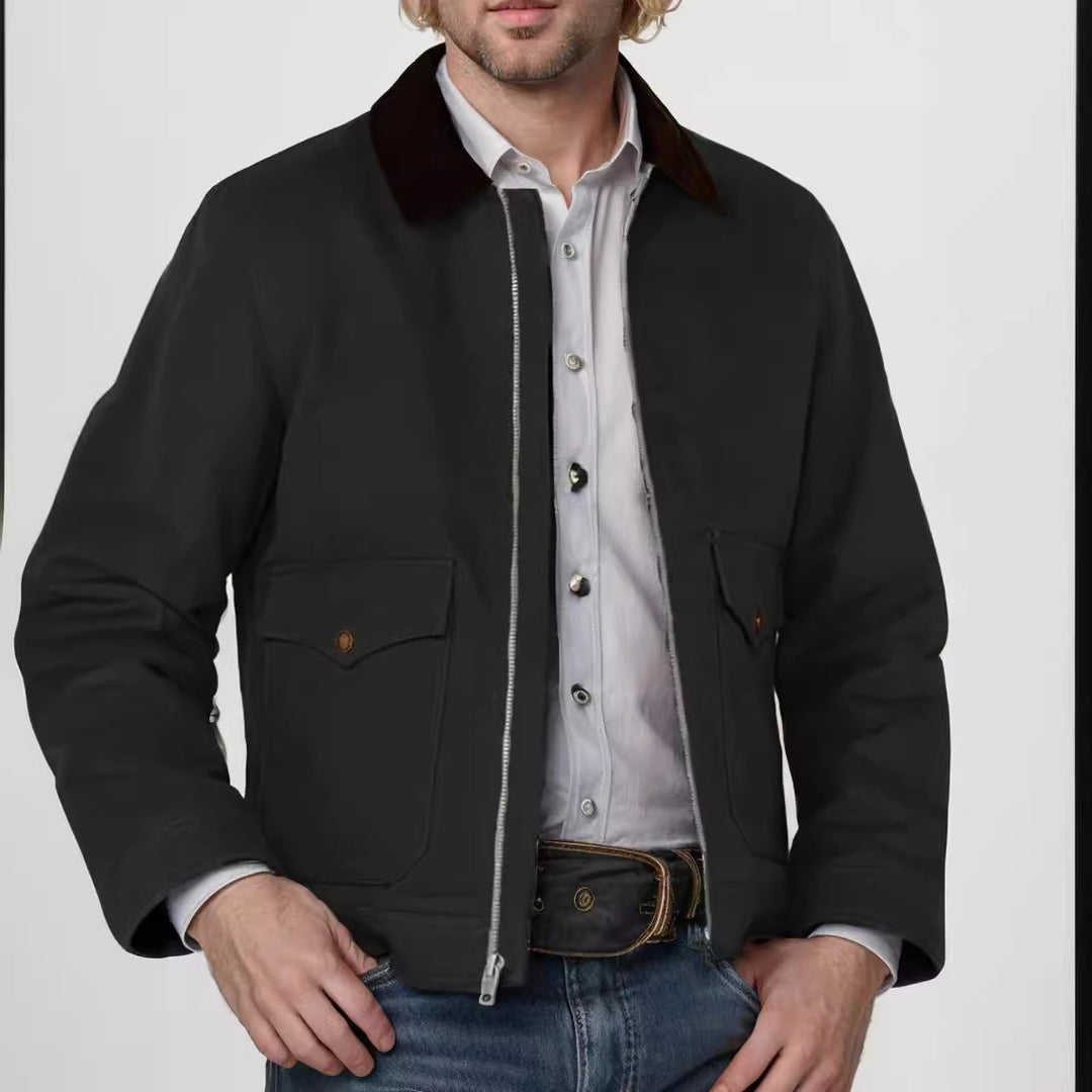 Men's robust cotton jacket with a warmth coat-like collar Lisslune