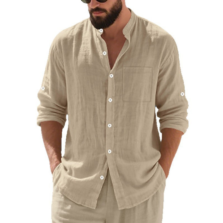 Men's casual long-sleeve shirt with fashionable buttons and practical breast pocket Lisslune