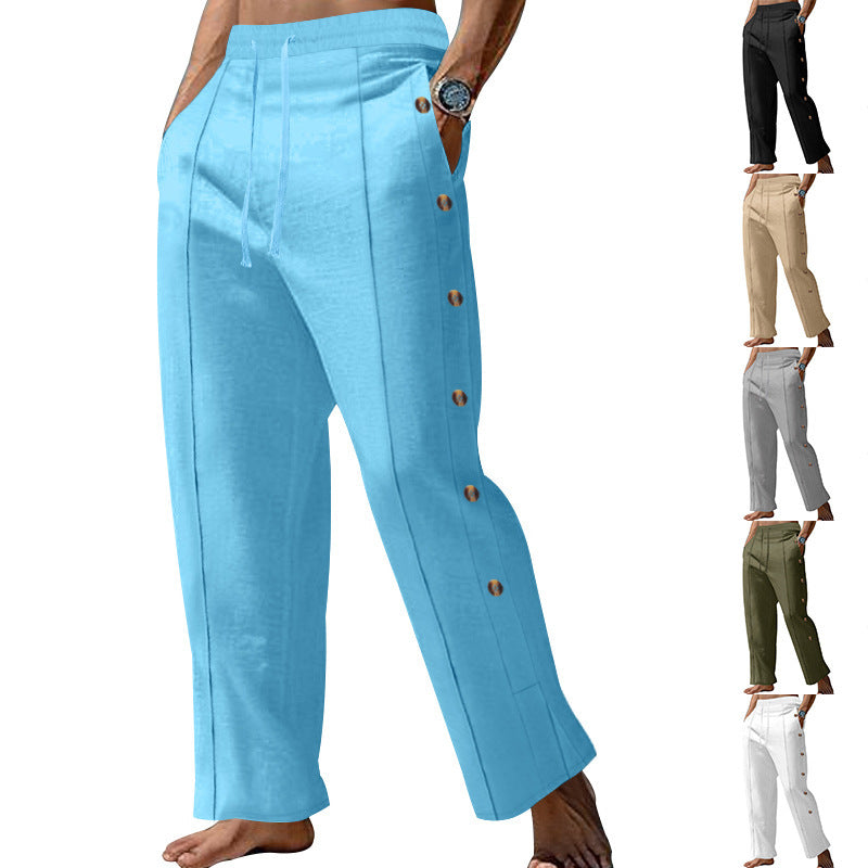 Men's Elegant Casual Trousers with Adjustable Waistband and Practical Snap Buttons Lisslune