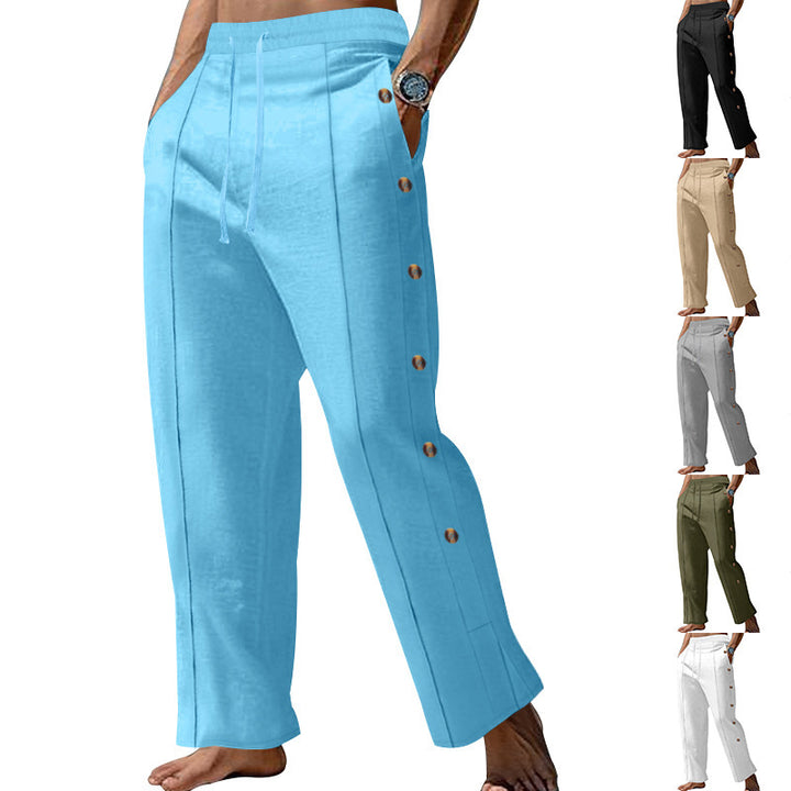 Men's Elegant Casual Trousers with Adjustable Waistband and Practical Snap Buttons Lisslune