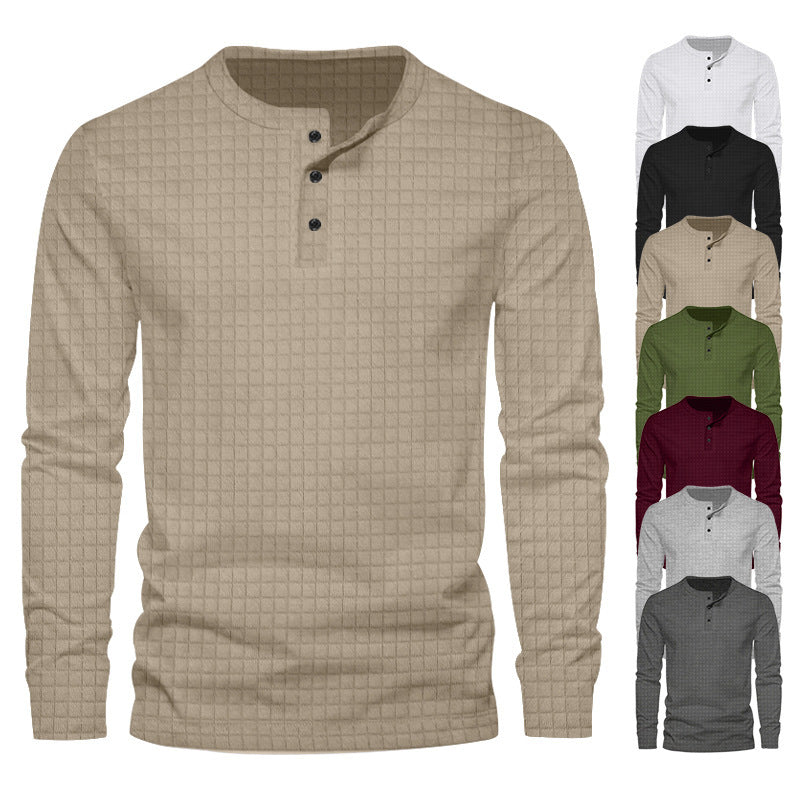 Men's long sleeve shirt with textured fabric and button placket Lisslune