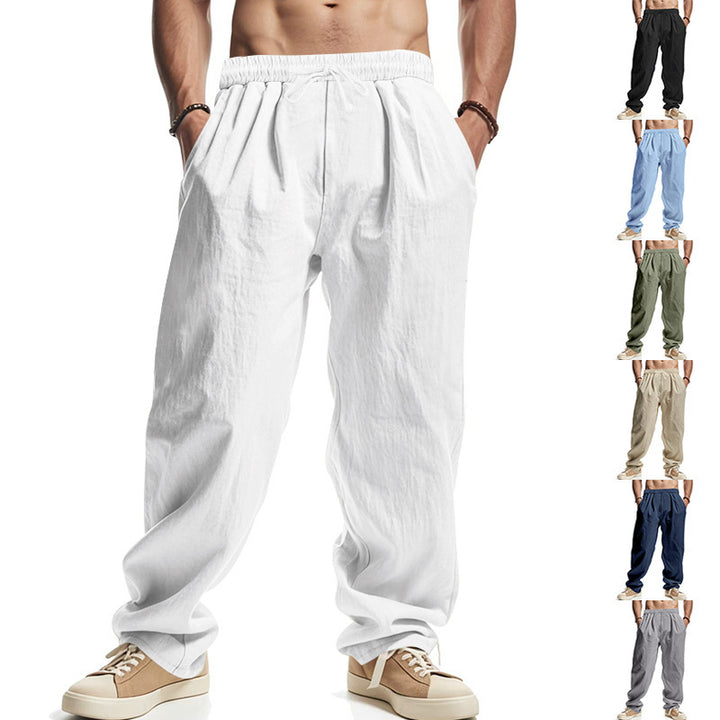 Men's Comfortable Summer Pants with Elastic Waistband and Side Pockets Lisslune