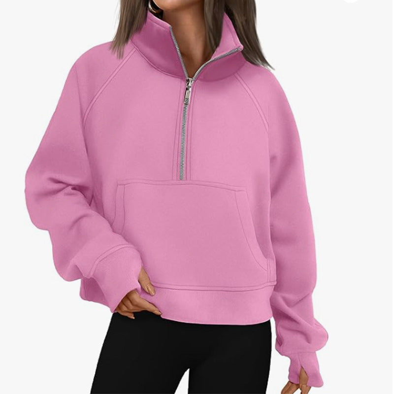 Women's Sporty Hoodie with High Collar Lisslune