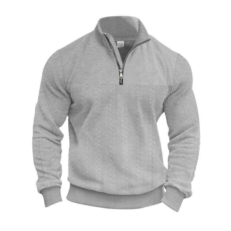 Men's knitted pullover with zipper and modern cable design Lisslune