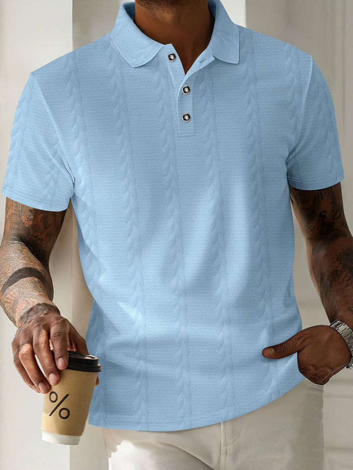 Men's Sporty Polo Shirt with Textured Pattern Lisslune