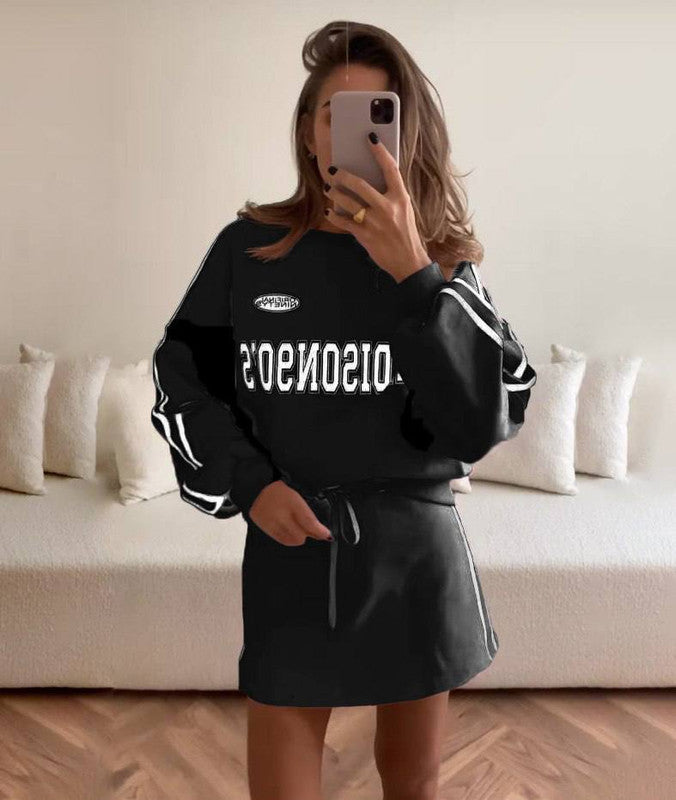 Ladies sporty sweatshirt dress with loose fit and elastic waist Lisslune