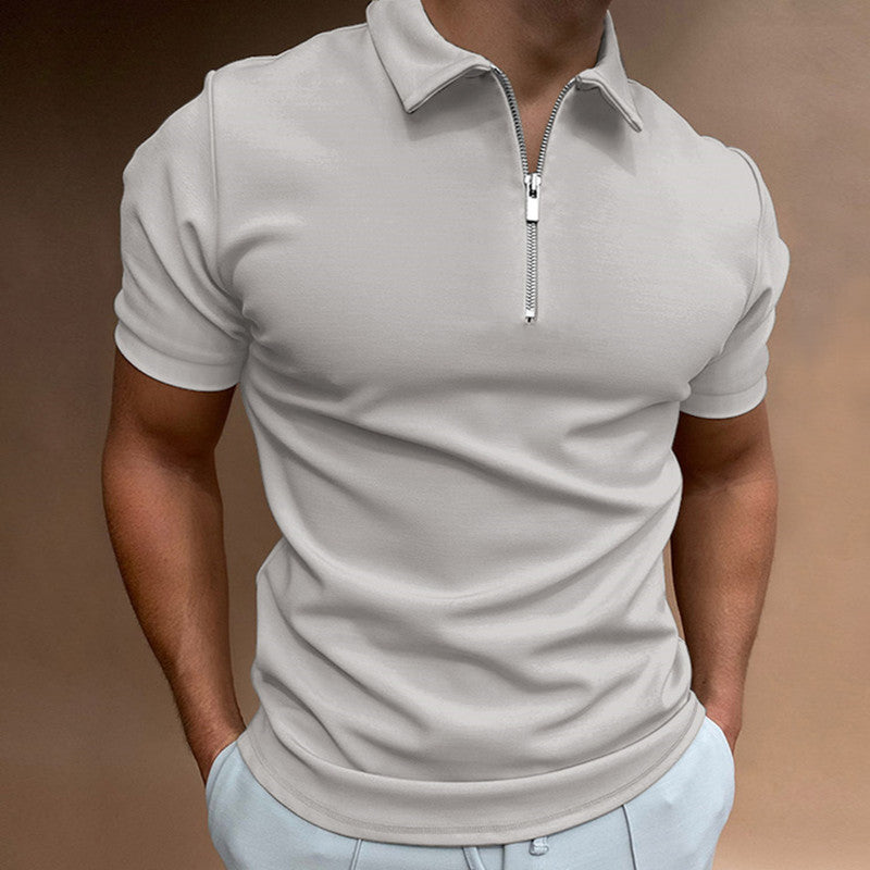 Men's polo shirt with modern stand-up collar and zipper Lisslune