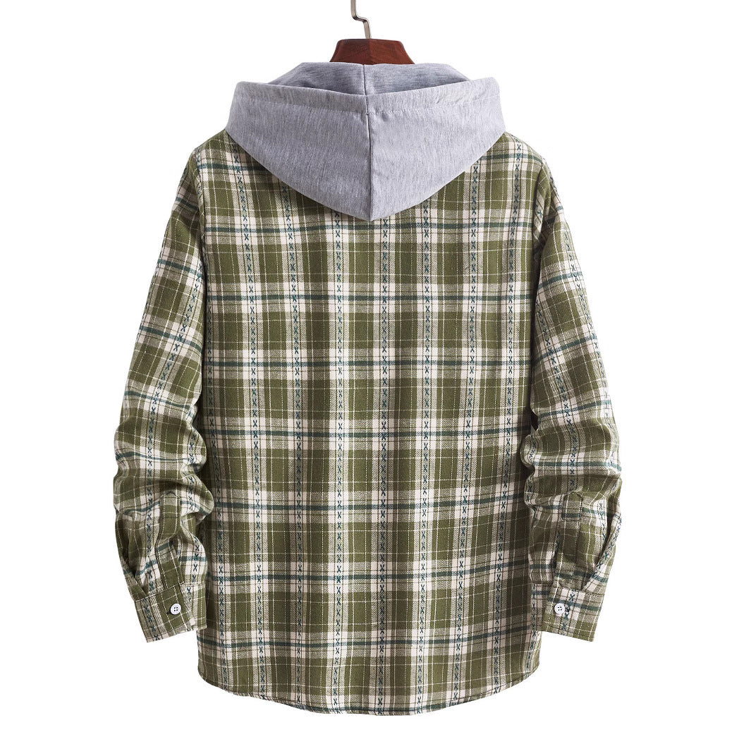 Men's flannel shirts with integrated hood Lisslune