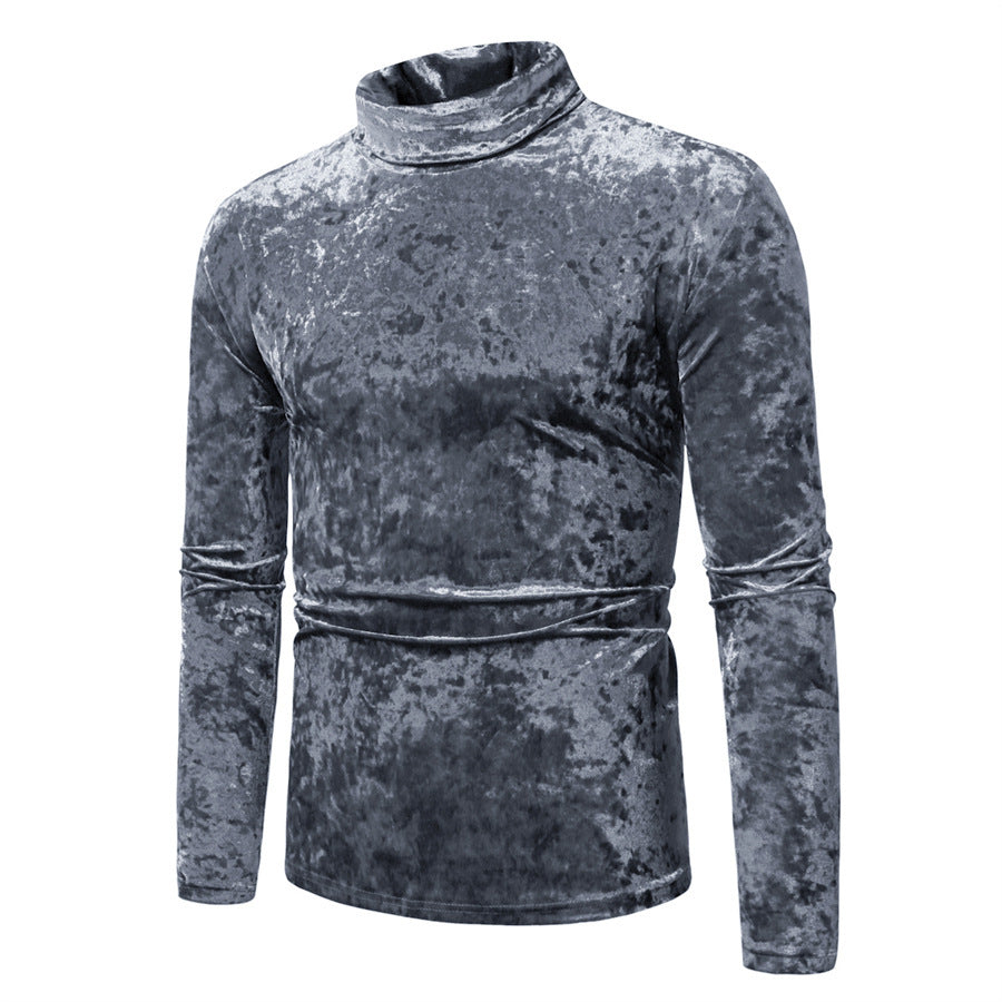 Men's Velvet Turtleneck Sweater with Elegant Design Lisslune