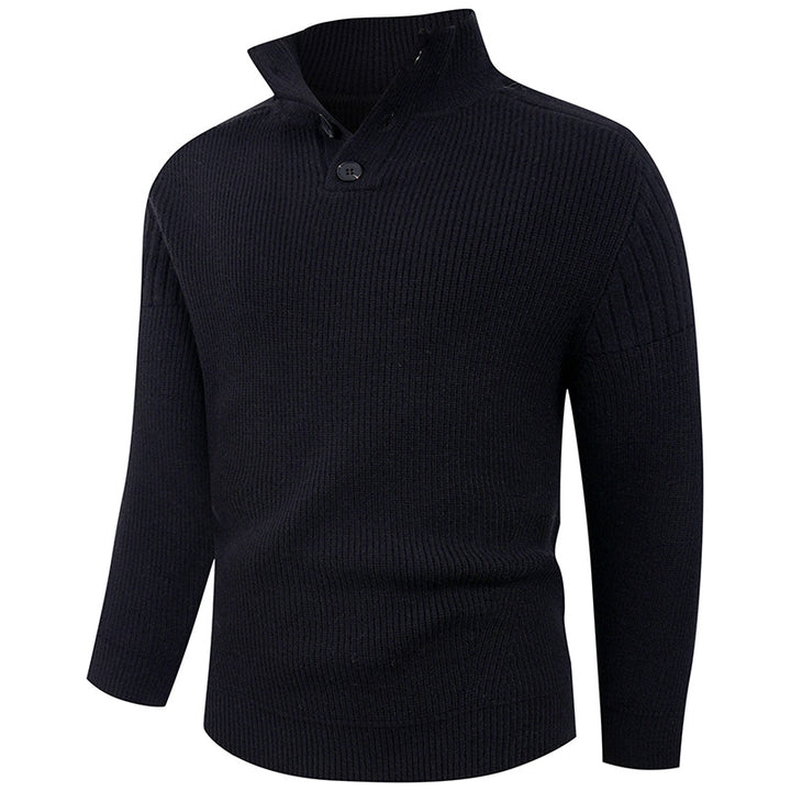 Men's knit sweater with high collar and button details Lisslune