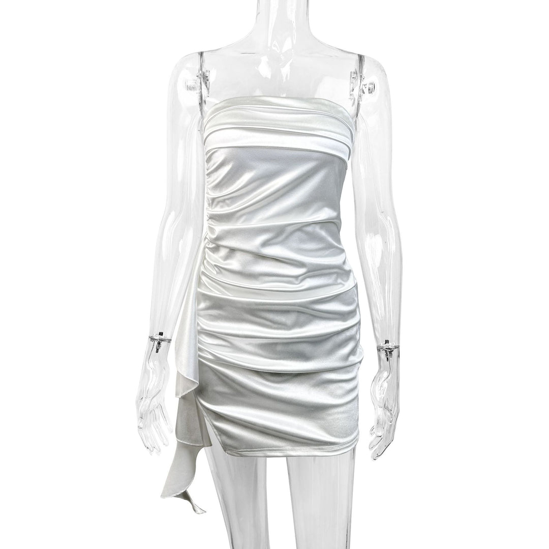Damen Elegantes Minikleid mit seitlicher Raffung und asymmetrischem Saum Lisslune