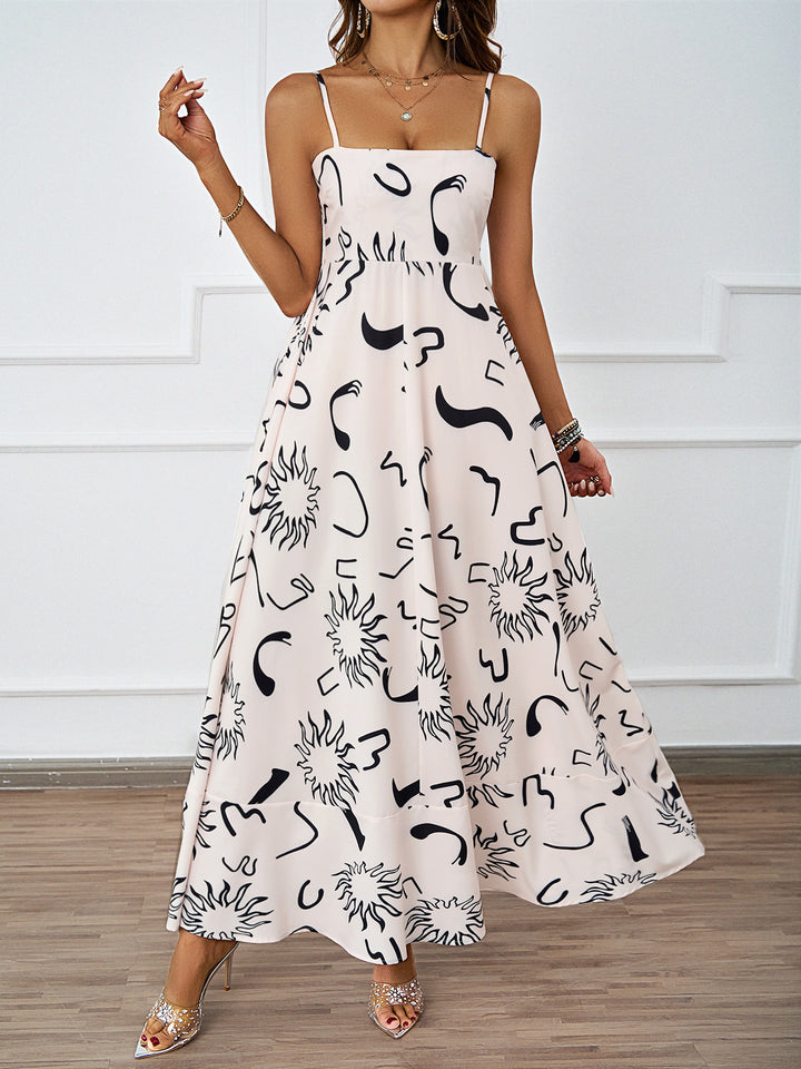 Women’s maxi dress with modern graphic print and loose fit Lisslune