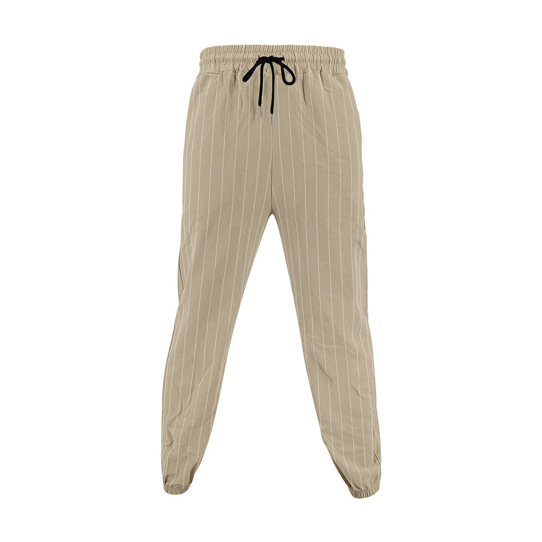 Men's elegant leisure pants with elastic waistband and side stripes Lisslune