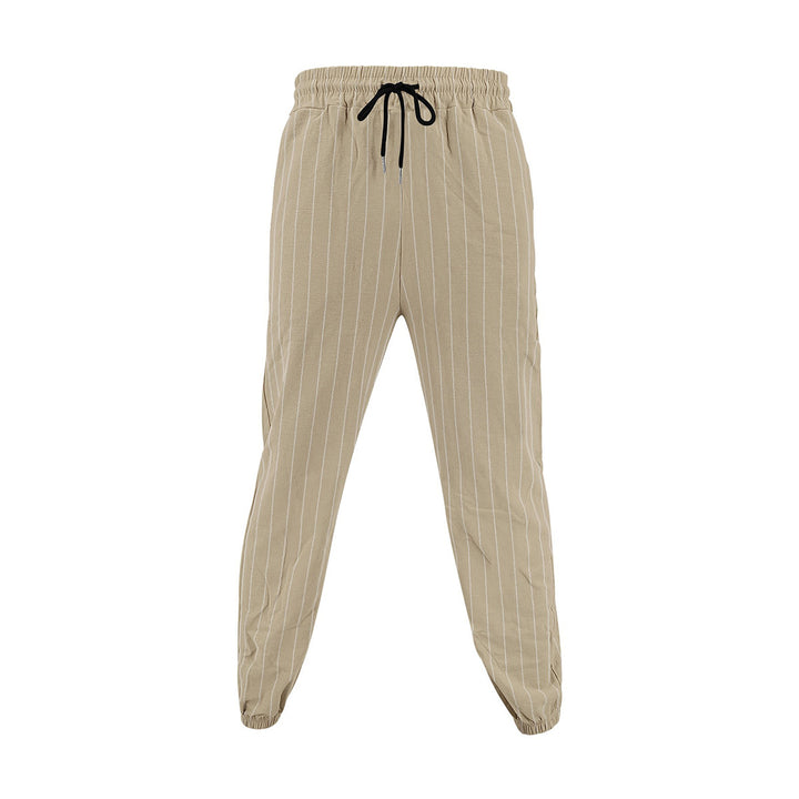 Men's elegant leisure pants with elastic waistband and side stripes Lisslune