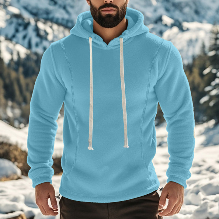 Men's Comfortable Fleece Hoodie with High Neck and Practical Kangaroo Pocket Lisslune