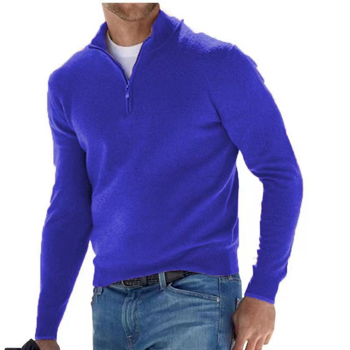 Men's elegant pullover with high collar and fine ribbed design Lisslune