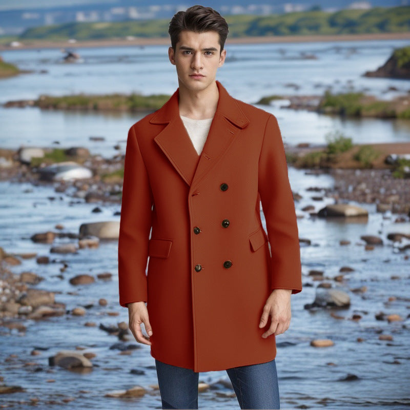 Men's elegant double-breasted wool coat Lisslune