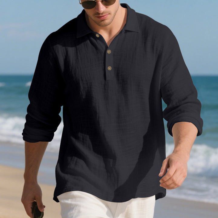 Men's Long Sleeve Polo Shirt made of breathable waffle fabric Lisslune