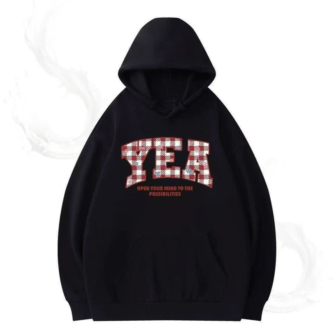 Women's Oversized Hooded Sweatshirt with Creative Writing Lisslune
