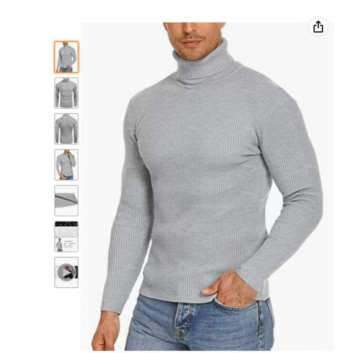Men's Stand Collar Sweater made of Ribbed Knit Lisslune